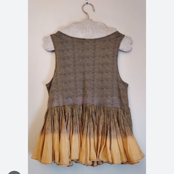 Anthropologie Akemi Kin Anaphora Tank Top Size S Peplum Yellow Beaded Boho - Picture 8 of 9